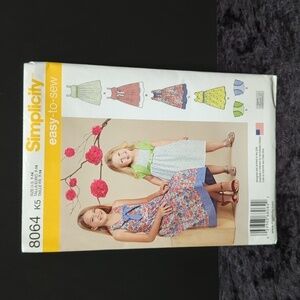 Simplicity 8064 Uncut Girl's Dress Sewing Patterns Size K5 (7-14)